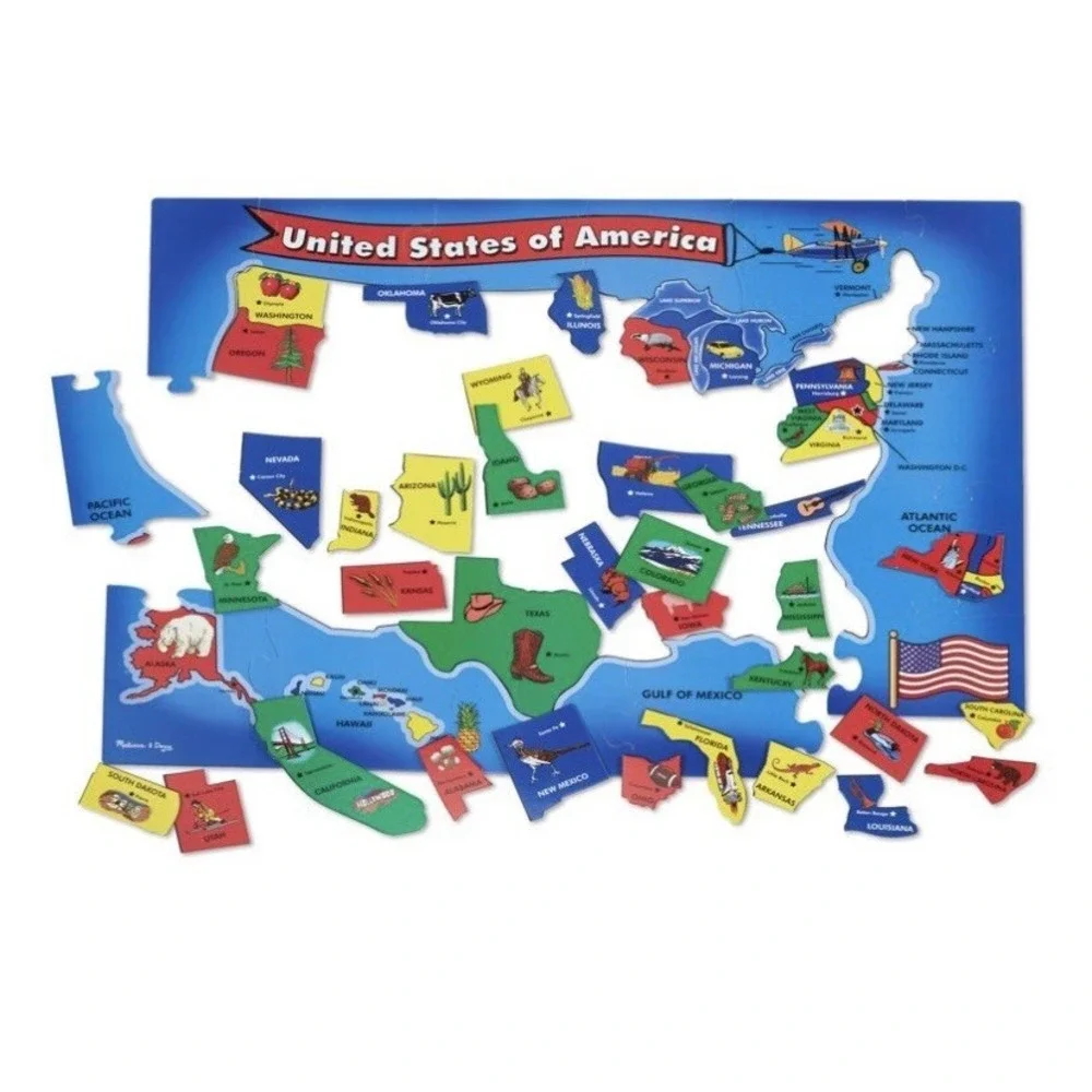 Melissa & Doug USA Map 51 Piece Floor Puzzle Geography 3ft x 2ft NEW